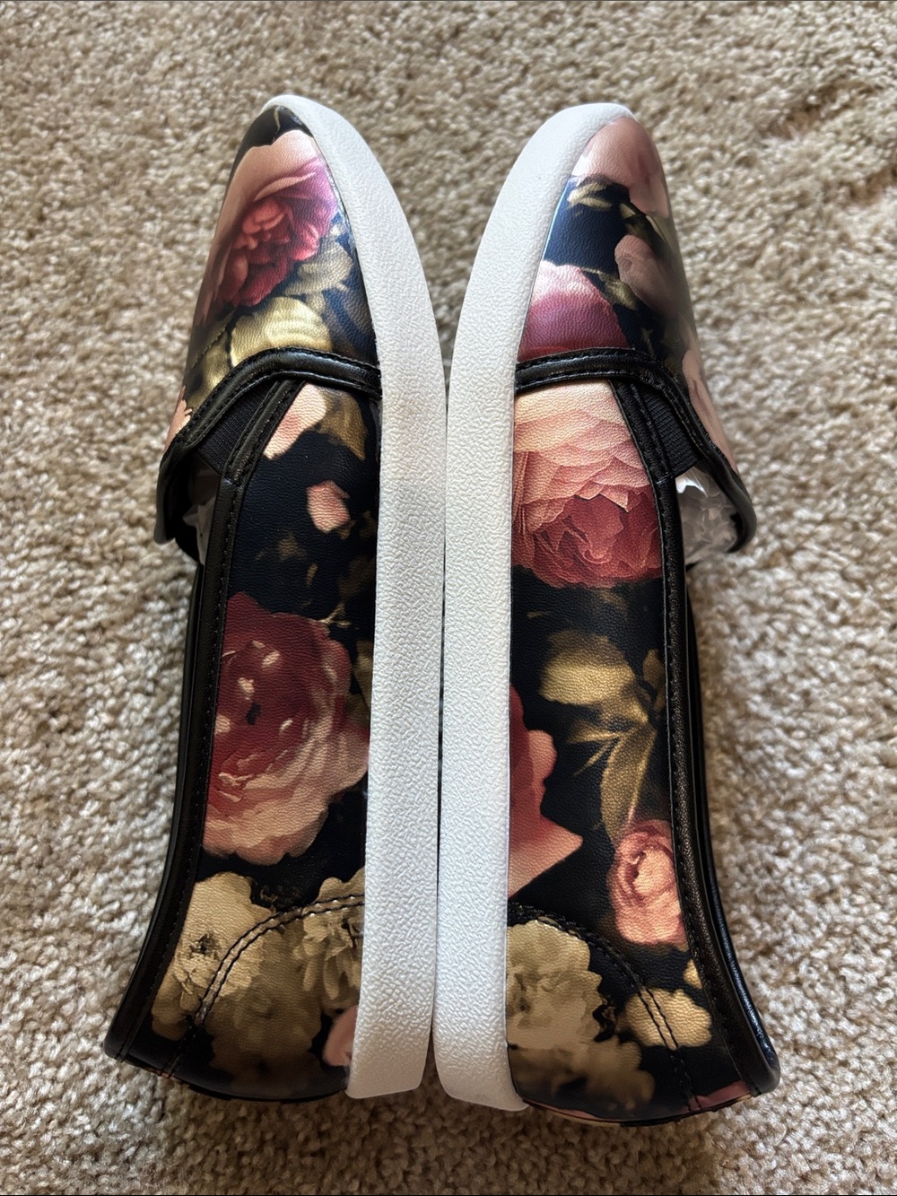 Avon Black Slip-On Sneakers with Pink Floral Print - Picture 5 of 6
